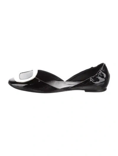 Pre-owned Roger Vivier Patent Leather D'orsay Flats In Black