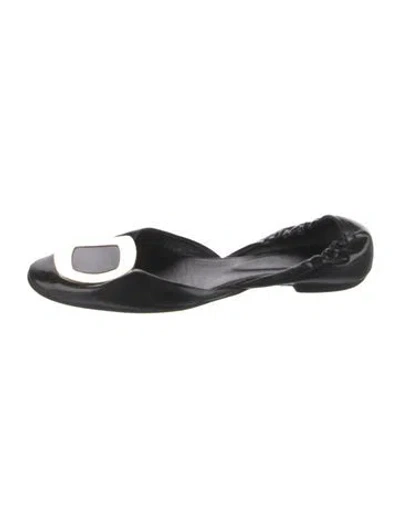 Pre-owned Roger Vivier Patent Leather D'orsay Flats In Black