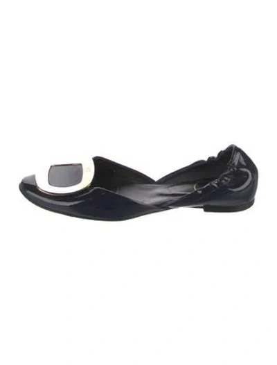 Pre-owned Roger Vivier Patent Leather D'orsay Flats In Blue