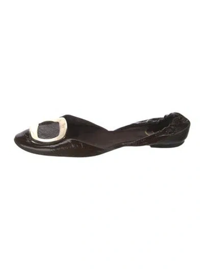 Pre-owned Roger Vivier Patent Leather D'orsay Flats In Brown