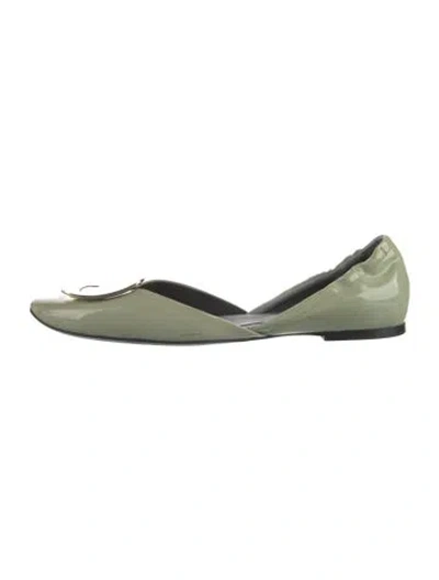 Pre-owned Roger Vivier Patent Leather D'orsay Flats In Green