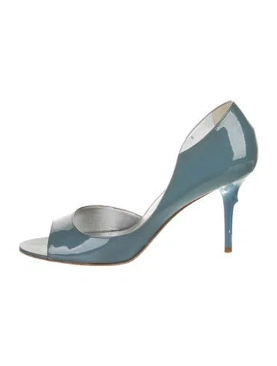 Pre-owned Roger Vivier Patent Leather D'orsay Pumps In Blue