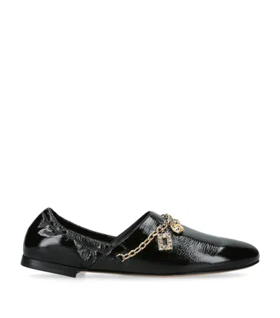 ROGER VIVIER PATENT LEATHER EMBELLISHED BALLET FLATS