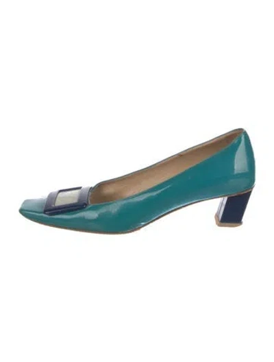 Pre-owned Roger Vivier Patent Leather Flats In Blue