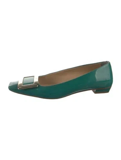 Pre-owned Roger Vivier Patent Leather Flats In Green