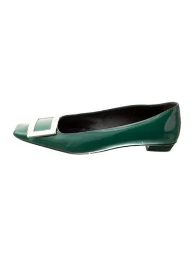 Pre-owned Roger Vivier Patent Leather Flats In Green