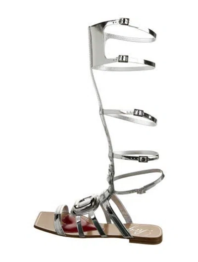 Pre-owned Roger Vivier Patent Leather Gladiator Sandals In Silver