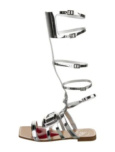 Pre-owned Roger Vivier Patent Leather Gladiator Sandals In Silver