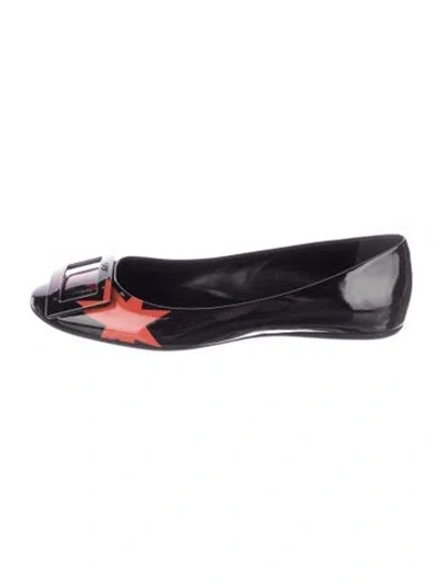Pre-owned Roger Vivier Patent Leather Graphic Print Ballet Flats In Blue