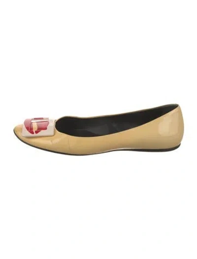 Pre-owned Roger Vivier Patent Leather Graphic Print Ballet Flats In Neutral