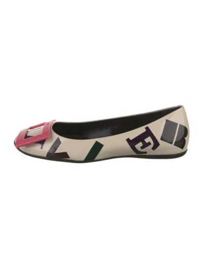 Pre-owned Roger Vivier Patent Leather Graphic Print Ballet Flats In Neutrals