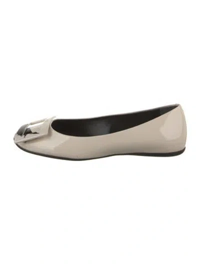 Pre-owned Roger Vivier Patent Leather Graphic Print Ballet Flats In Neutrals