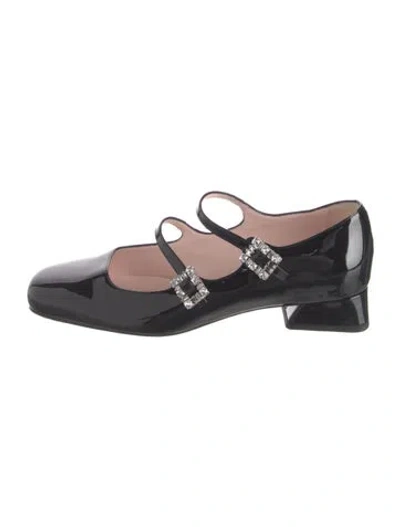 Pre-owned Roger Vivier Patent Leather Mary Jane Flats In Black