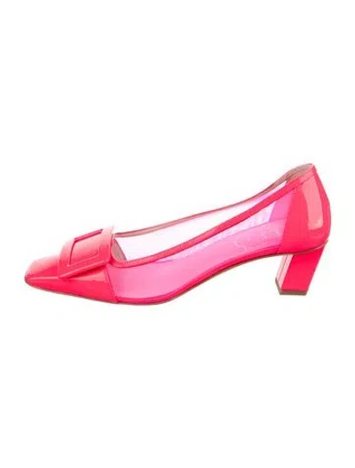 Pre-owned Roger Vivier Patent Leather Mesh Accents Pumps In Pink