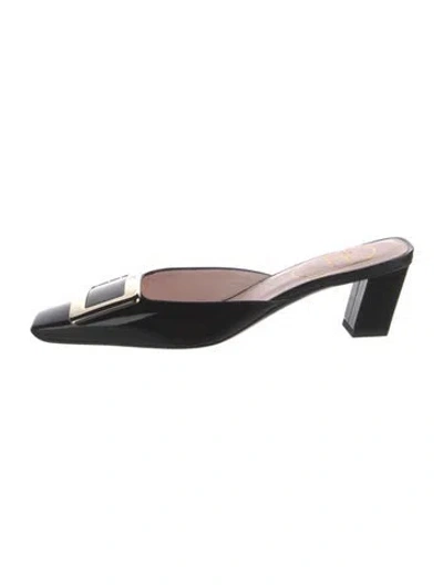 Pre-owned Roger Vivier Patent Leather Mules In Black
