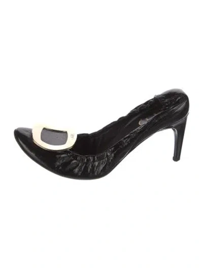 Pre-owned Roger Vivier Patent Leather Mules In Black