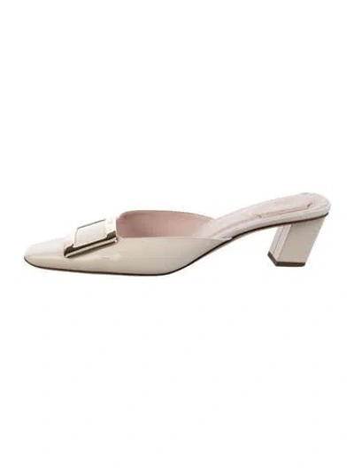 Pre-owned Roger Vivier Patent Leather Mules In Neutral