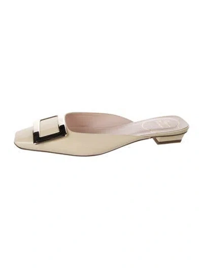 Pre-owned Roger Vivier Patent Leather Mules In Neutrals