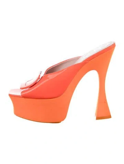 Pre-owned Roger Vivier Patent Leather Mules In Orange