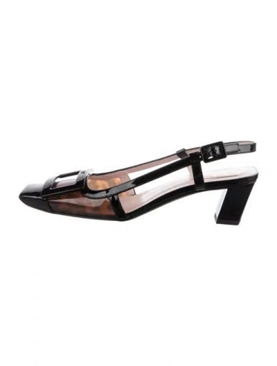 Pre-owned Roger Vivier Patent Leather Printed Slingback Pumps In Black