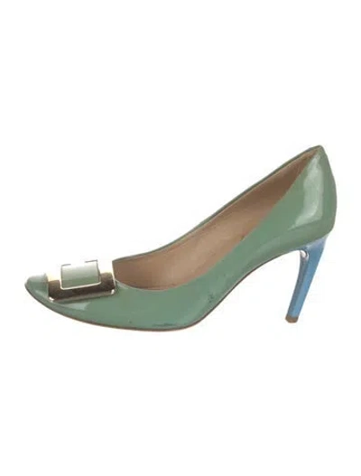 Pre-owned Roger Vivier Patent Leather Pumps In Green