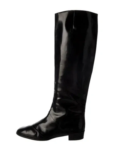 Pre-owned Roger Vivier Patent Leather Riding Boots In Black