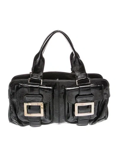 Pre-owned Roger Vivier Patent Leather Shoulder Bag In Black
