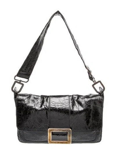 Pre-owned Roger Vivier Patent Leather Shoulder Bag In Grey
