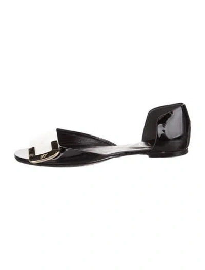 Pre-owned Roger Vivier Patent Leather Slides In Black