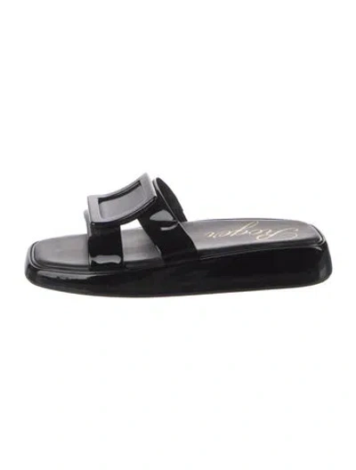 Pre-owned Roger Vivier Patent Leather Slides In Black