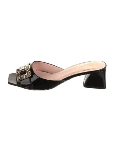 Pre-owned Roger Vivier Patent Leather Slides In Black