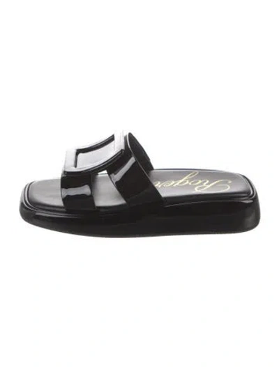 Pre-owned Roger Vivier Patent Leather Slides In Black