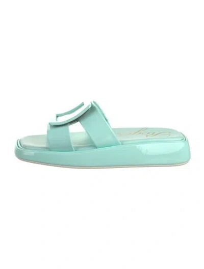 Pre-owned Roger Vivier Patent Leather Slides In Blue