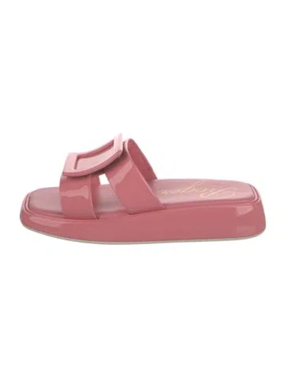 Pre-owned Roger Vivier Patent Leather Slides W/ Tags In Pink