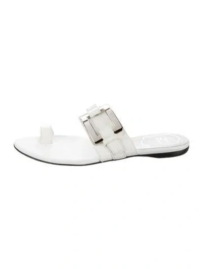 Pre-owned Roger Vivier Patent Leather Slides In White