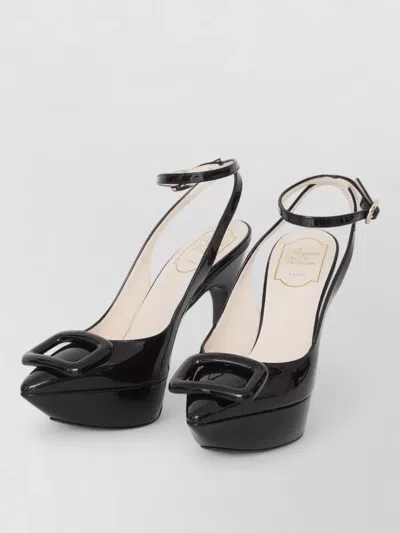 Roger Vivier Patent Leather Sling Back Pumps Buckle In Black