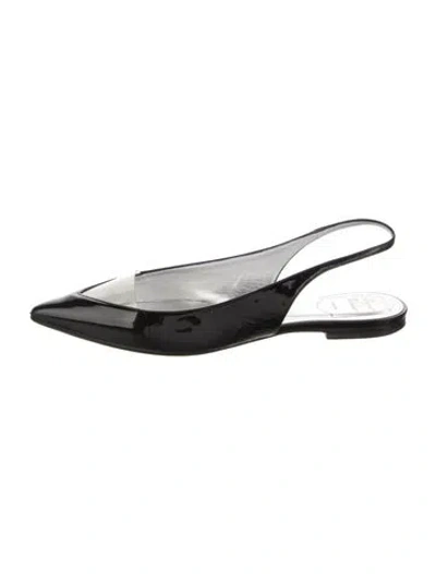 Pre-owned Roger Vivier Patent Leather Slingback Flats In Black