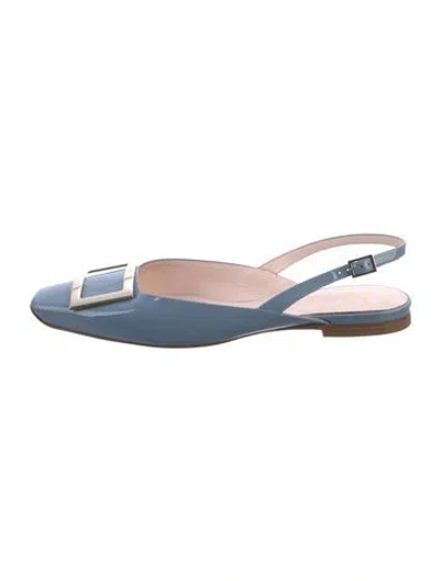 Pre-owned Roger Vivier Patent Leather Slingback Flats In Blue