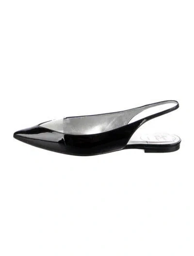 Pre-owned Roger Vivier Patent Leather Slingback Flats In Silver