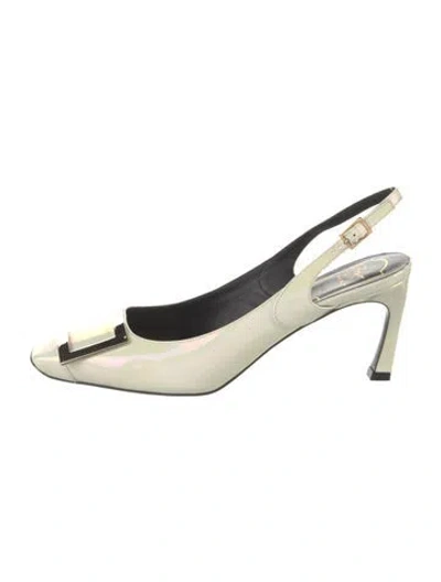 Pre-owned Roger Vivier Patent Leather Slingback Pumps In Neutral