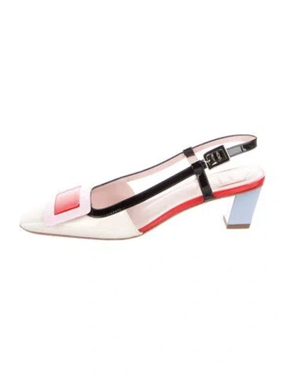 Pre-owned Roger Vivier Patent Leather Slingback Pumps In Neutral