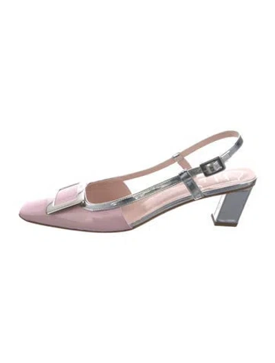 Pre-owned Roger Vivier Patent Leather Slingback Pumps In Pink/silver