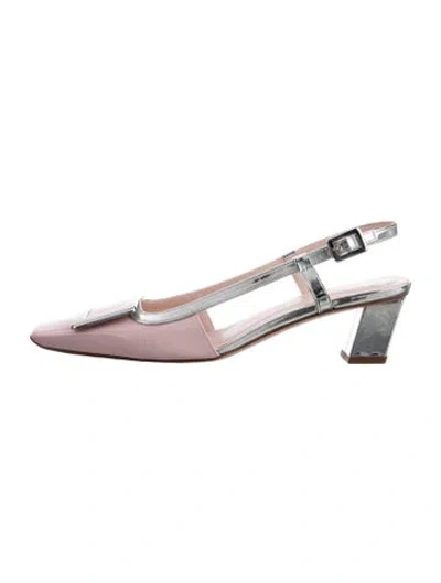 Pre-owned Roger Vivier Patent Leather Slingback Pumps In Silver