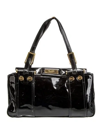 Pre-owned Roger Vivier Patent Leather Top Handle Bag In Black