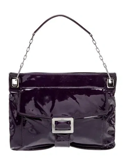 Pre-owned Roger Vivier Patent Leather Top Handle Bag In Purple