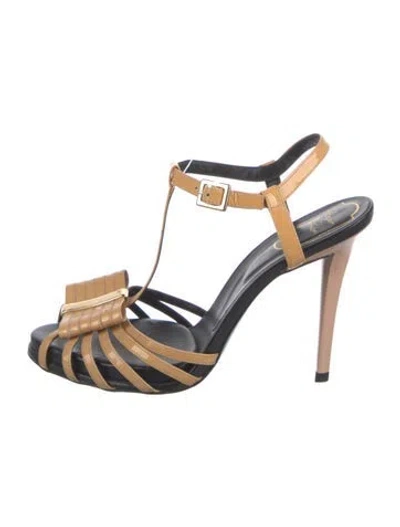Pre-owned Roger Vivier Patent Leather T-strap Sandals In Multi