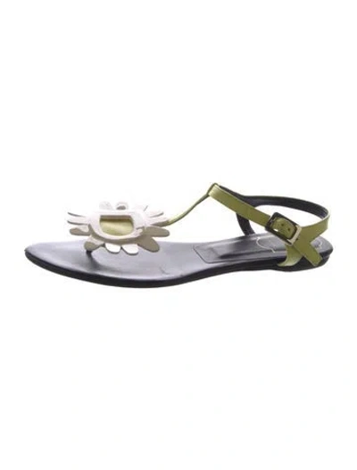 Pre-owned Roger Vivier Patent Leather T-strap Sandals In Silver