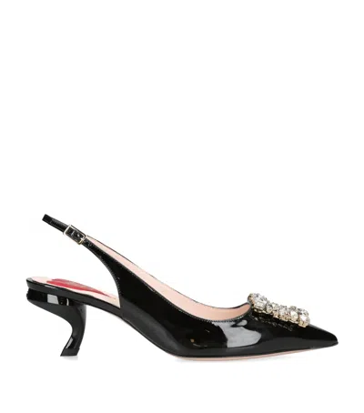 Roger Vivier Virgule 55 Slingback Pumps In Patent Leather In Black