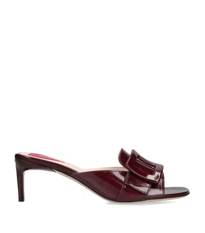Roger Vivier Patent Leather Viv' Canard Mules 55 In Burgundy