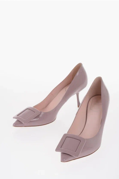 Roger Vivier Patent Leather Viv In The City Pumps With Buckle In Neutral